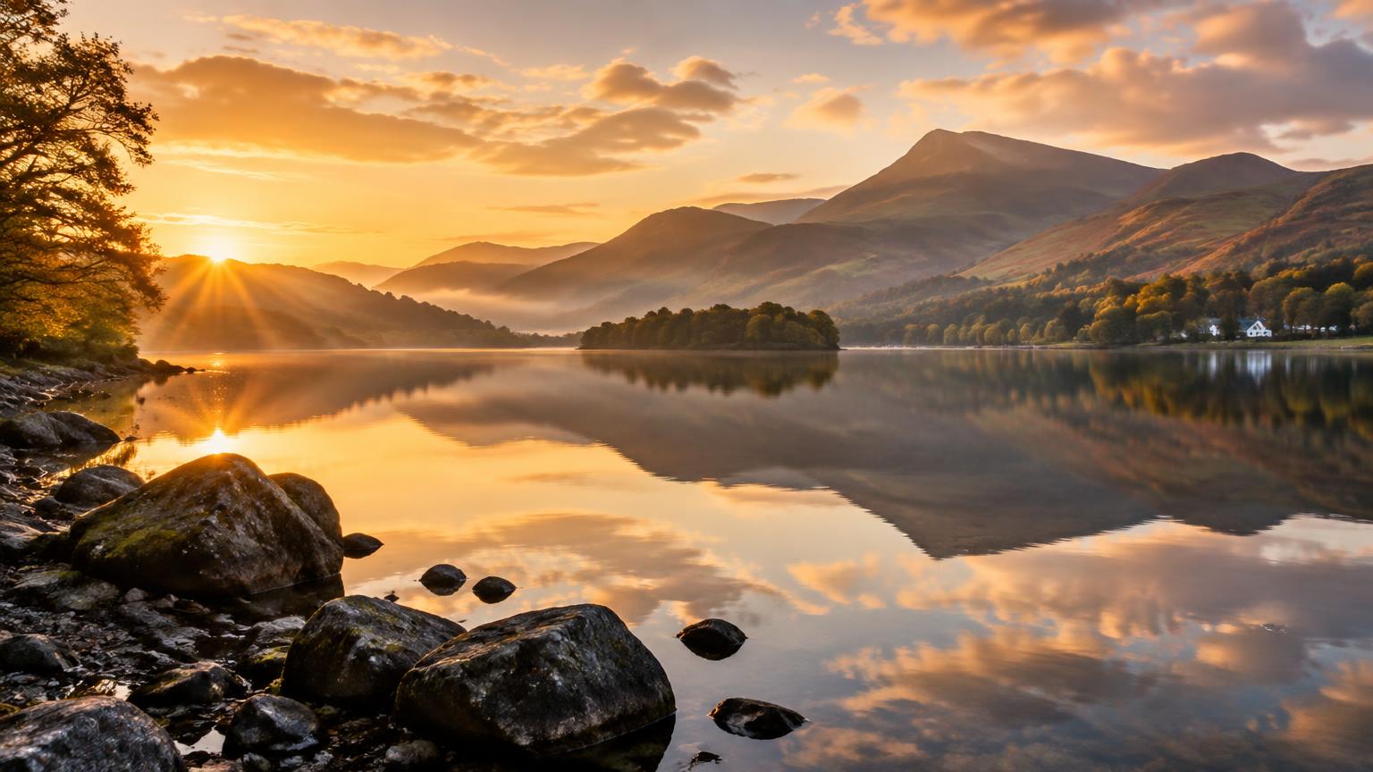 Lake District lake at sunrise